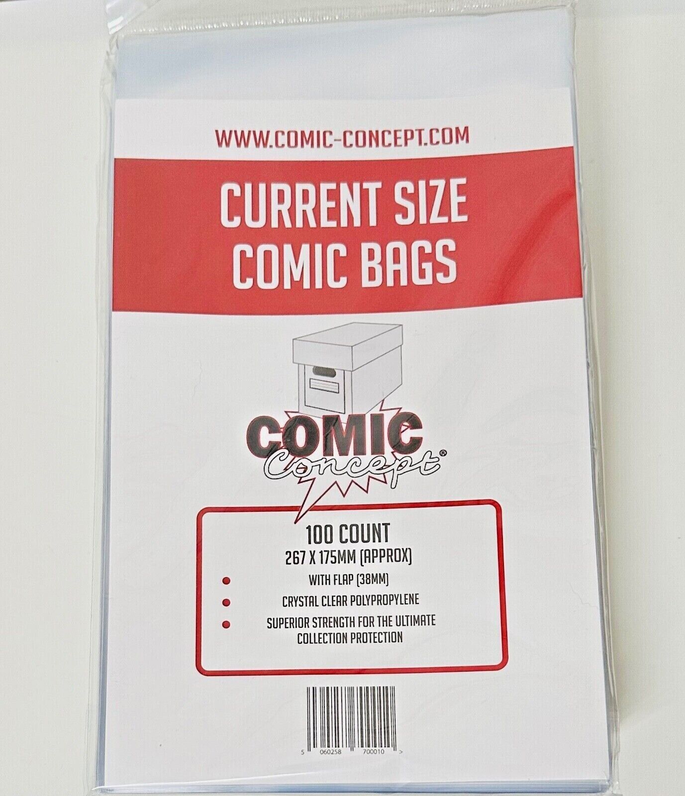 Comic Concept  Current Size Backing Boards  Bags 266 x 170mm  Packs of 100